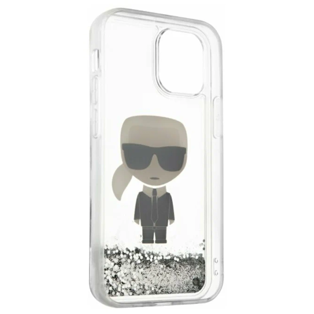 Case Karl Lagerfeld Liquid Glitter Ikonik Karl (KLHCP12MGLIKSL) for iPhone 12/12 Pro (Silver)