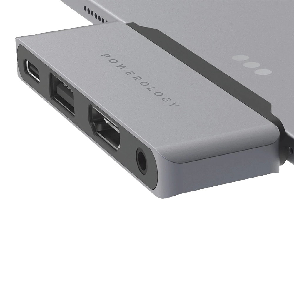 Powerology 4 in 1 USB-C Hub with HDMI, USB, and AUX Port P41PACHGY
