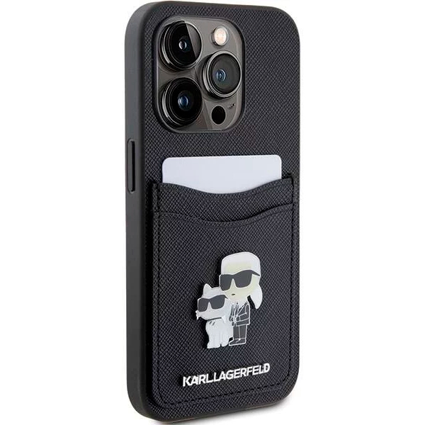 Karl Lagerfeld Saffiano Case with Cardslots and Karl Legerfeld Choupette Heads Case for iPhone 15 Pro