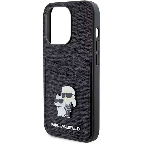 Karl Lagerfeld Saffiano Case with Cardslots and Karl Legerfeld Choupette Heads Case for iPhone 15 Pro