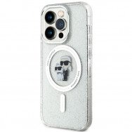 Karl Lagerfeld Magsafe IML with Karl & Choupette Heads Glitter Case for iPhone 15 Pro