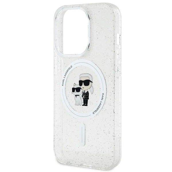 Karl Lagerfeld Magsafe IML with Karl & Choupette Heads Glitter Case for iPhone 15 Pro