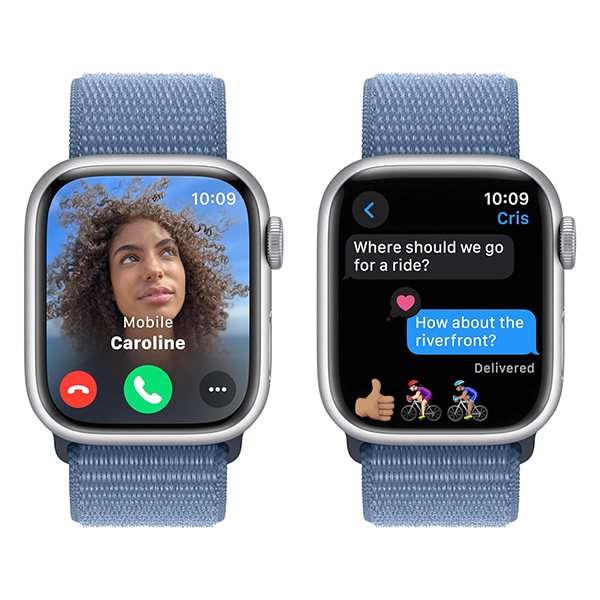 Apple Watch Series 9 GPS 41mm Silver Aluminium Case with Storm Blue Sport Band - S/M,Model A2978