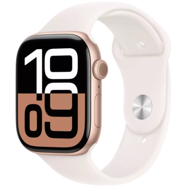 Apple Watch Series 10 46mm Rose Gold W/Light Blush sport Band M/L MWWU3QI/A