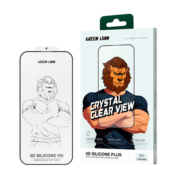 Green Lion 3D Silicone Plus High Definition Edge Glass for iPhone 16 Pro (GN3DSIL16PCL)