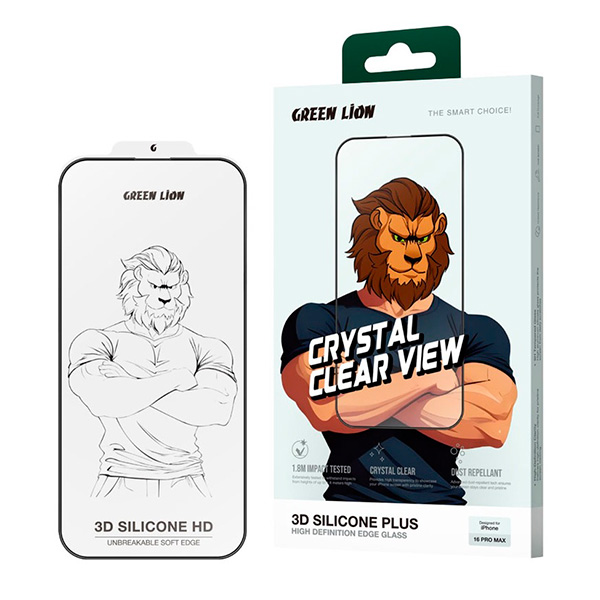 Green Lion 3D Silicone Plus High Definition Edge Glass for iPhone 16 6.1 (GN3DSIL16CL)