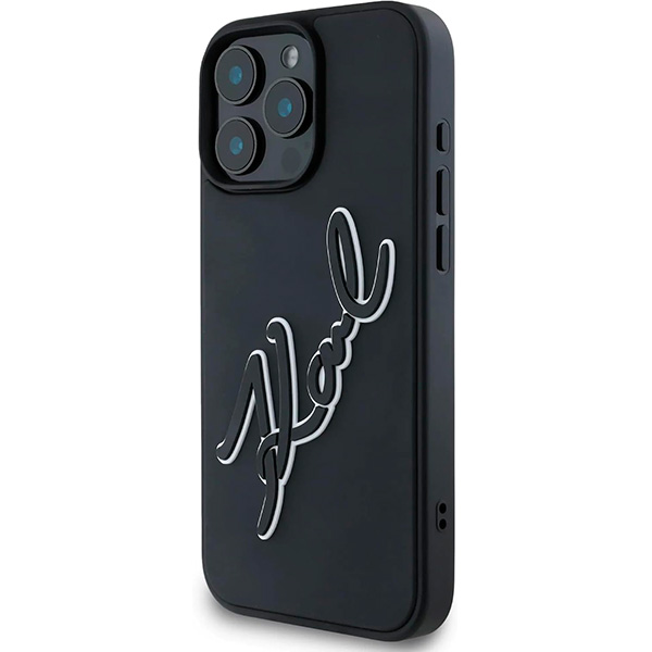 Karl Lagerfeld Hard Case with 3D Rubber Signature logo For iPhone 16 Pro (KLHCP16L3DRKSDLK)