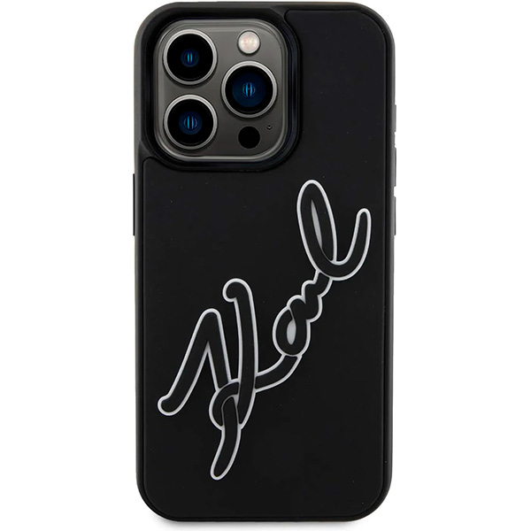 Karl Lagerfeld Hard Case with 3D Rubber Signature Logo For iPhone 16 Pro Max (KLHCP16X3DRKSDLK)