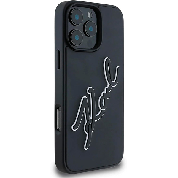 Karl Lagerfeld Hard Case with 3D Rubber Signature Logo For iPhone 16 Pro Max (KLHCP16X3DRKSDLK)