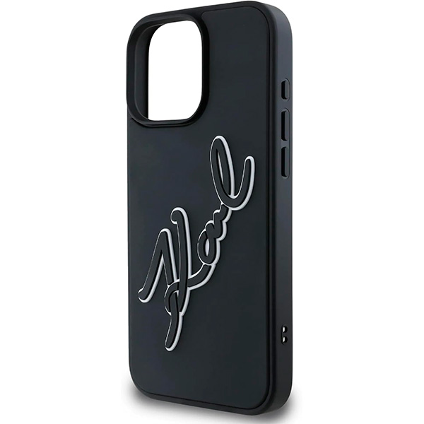 Karl Lagerfeld Hard Case with 3D Rubber Signature Logo For iPhone 16 Pro Max (KLHCP16X3DRKSDLK)