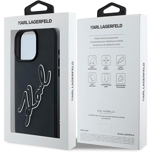 Karl Lagerfeld Hard Case with 3D Rubber Signature Logo For iPhone 16 Pro Max (KLHCP16X3DRKSDLK)
