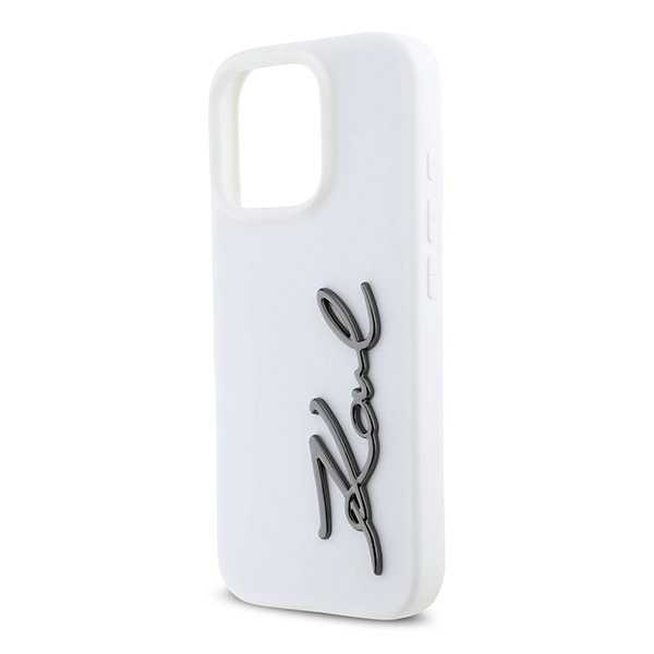 Karl Lagerfeld Silicone Case With Metal Signature Logo For iPhone 16 Pro Max (KLOHCP16XSCMSMVH)