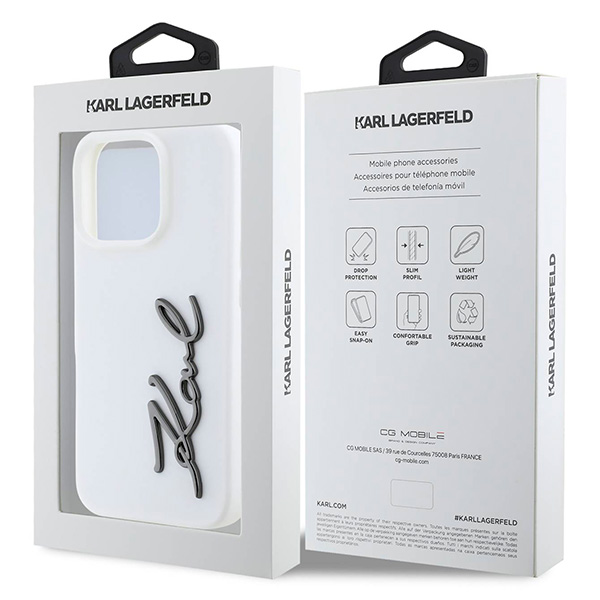 Karl Lagerfeld Silicone Case With Metal Signature Logo For iPhone 16 Pro Max (KLOHCP16XSCMSMVH)