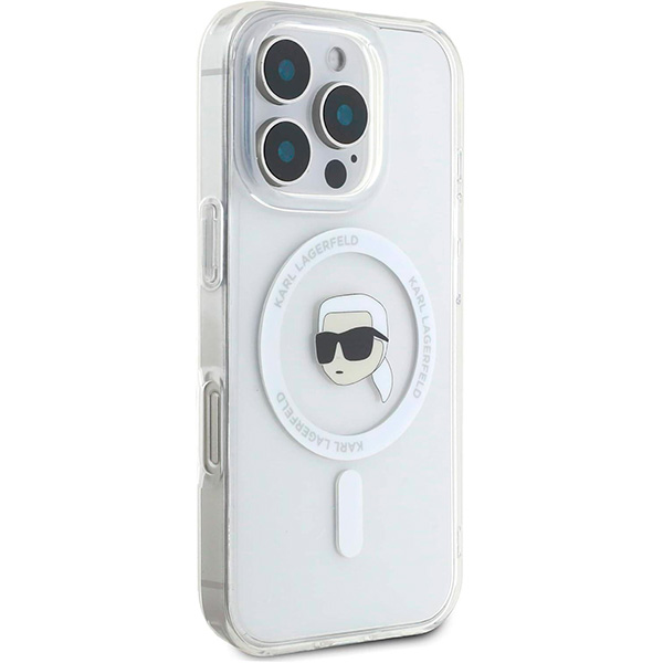 Karl Lagerfeld MagSafe IML Hard Case With Karl Head For iPhone 16 Pro Max (KLOHMP16XHLSKIH)
