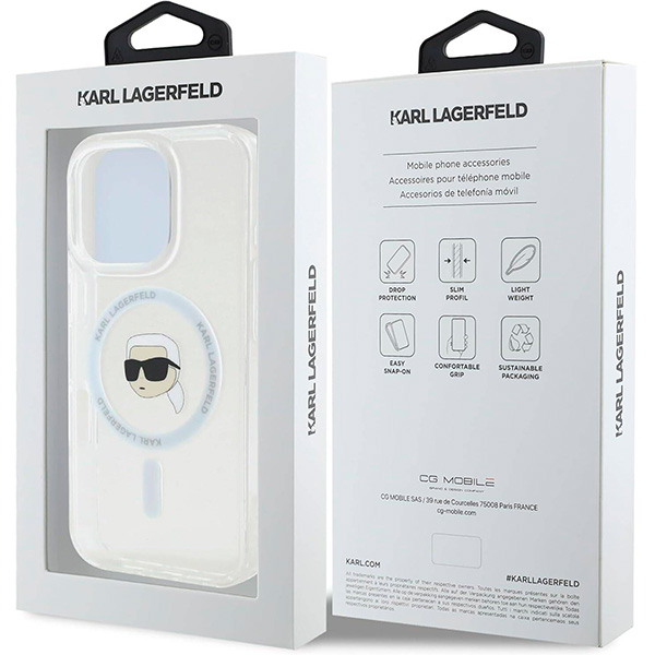 Karl Lagerfeld MagSafe IML Hard Case With Karl Head For iPhone 16 Pro Max (KLOHMP16XHLSKIH)