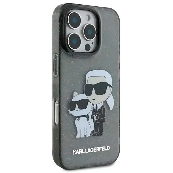 Karl Lagerfeld IML Glitter Hard Case With NFT Karl & Choupette Logo For iPhone 16 Pro (KLHCP16LHNKCTGK)