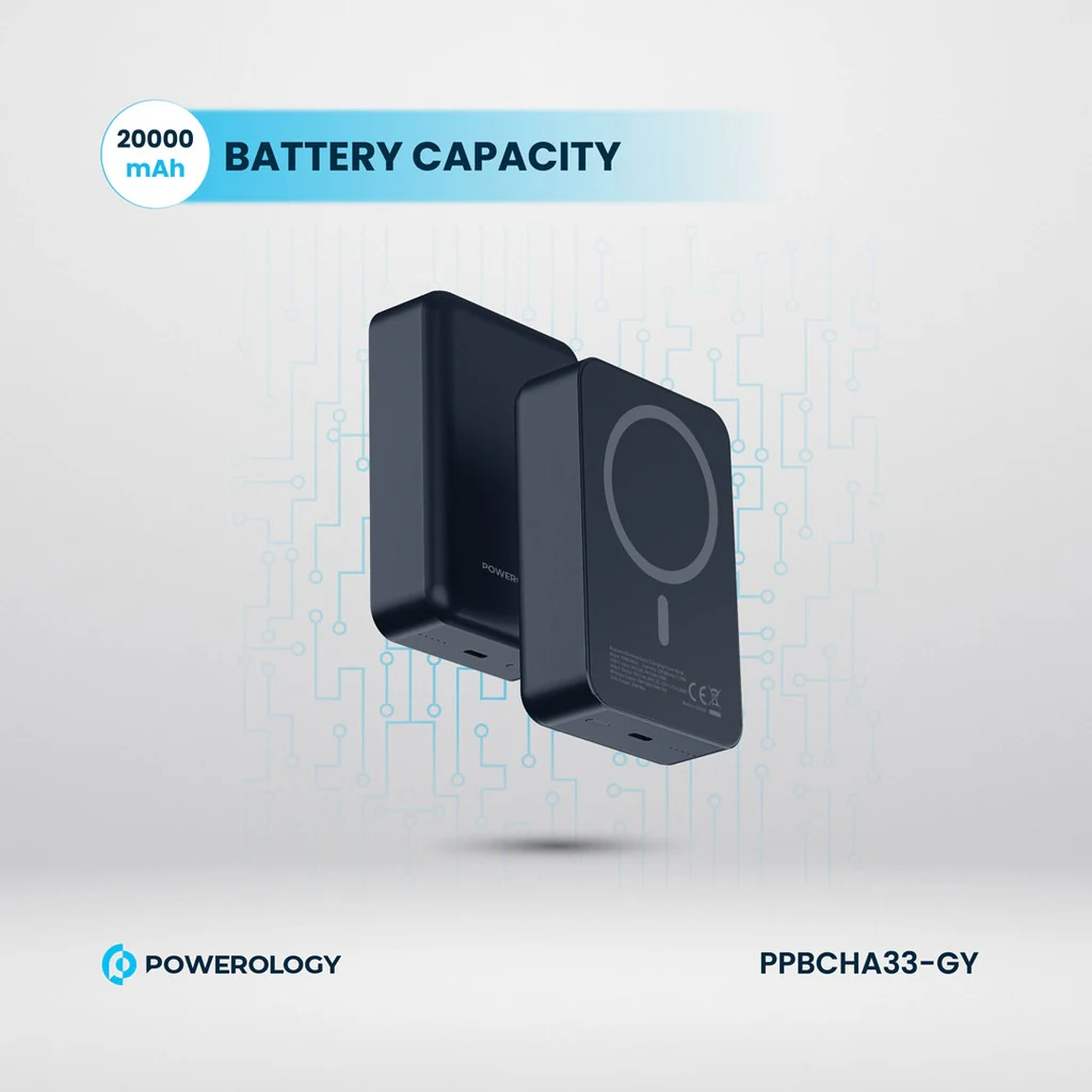 Powerology (20000 mAh) 20W PD & 15W Magsafe Powerbank (PPBCHA33-GY)