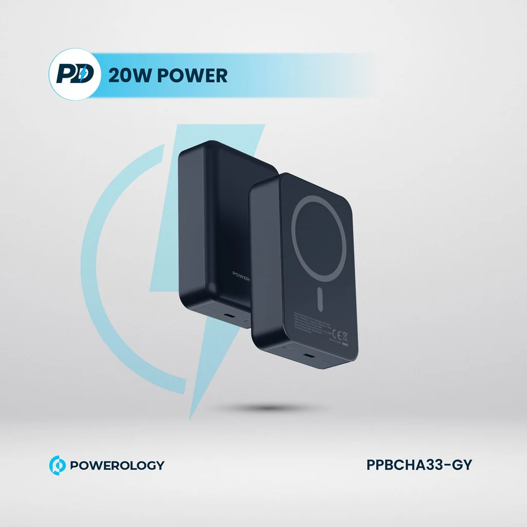 Powerology (20000 mAh) 20W PD & 15W Magsafe Powerbank (PPBCHA33-GY)