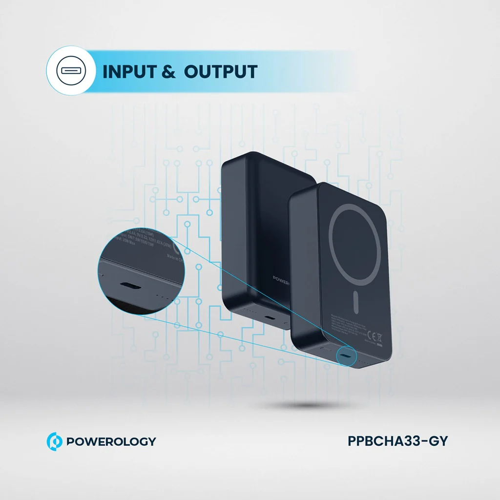 Powerology (20000 mAh) 20W PD & 15W Magsafe Powerbank (PPBCHA33-GY)