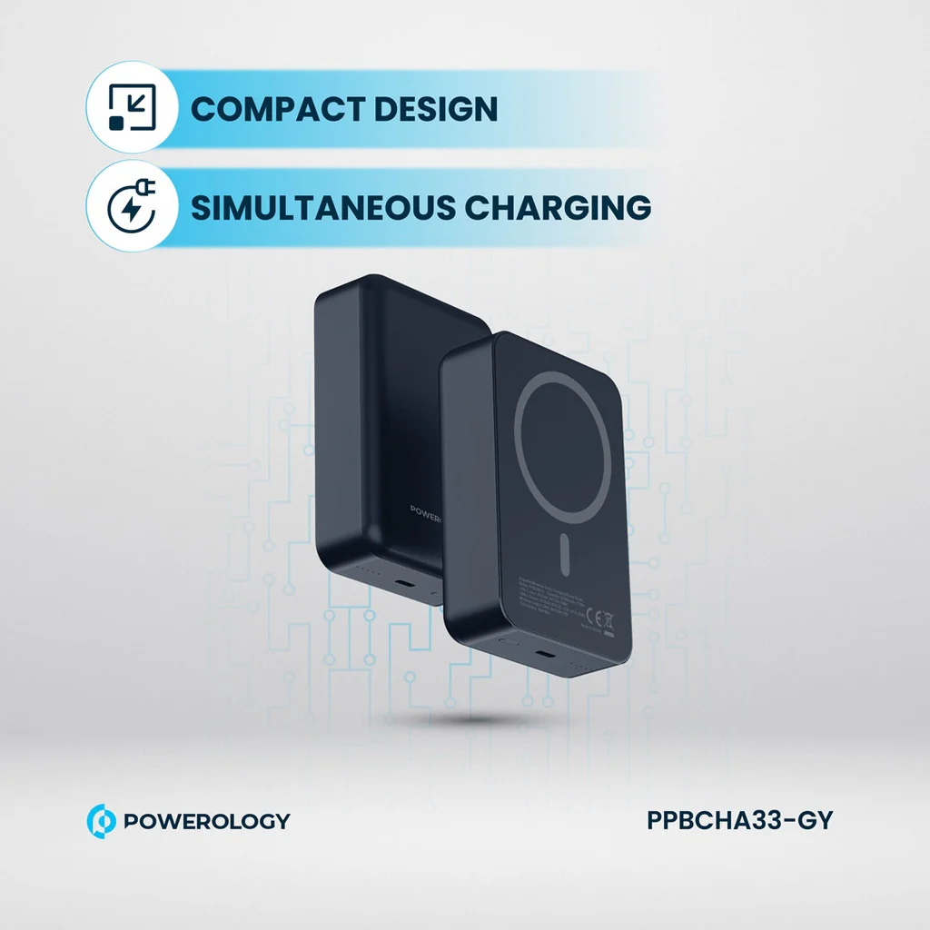 Powerology (20000 mAh) 20W PD & 15W Magsafe Powerbank (PPBCHA33-GY)