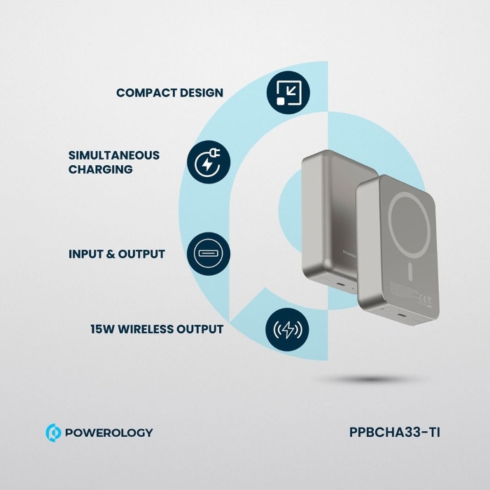 Powerology (20000 mAh) 20W PD & 15W Magsafe Powerbank (PPBCHA33-TI)