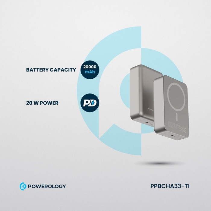 Powerology (20000 mAh) 20W PD & 15W Magsafe Powerbank (PPBCHA33-TI)