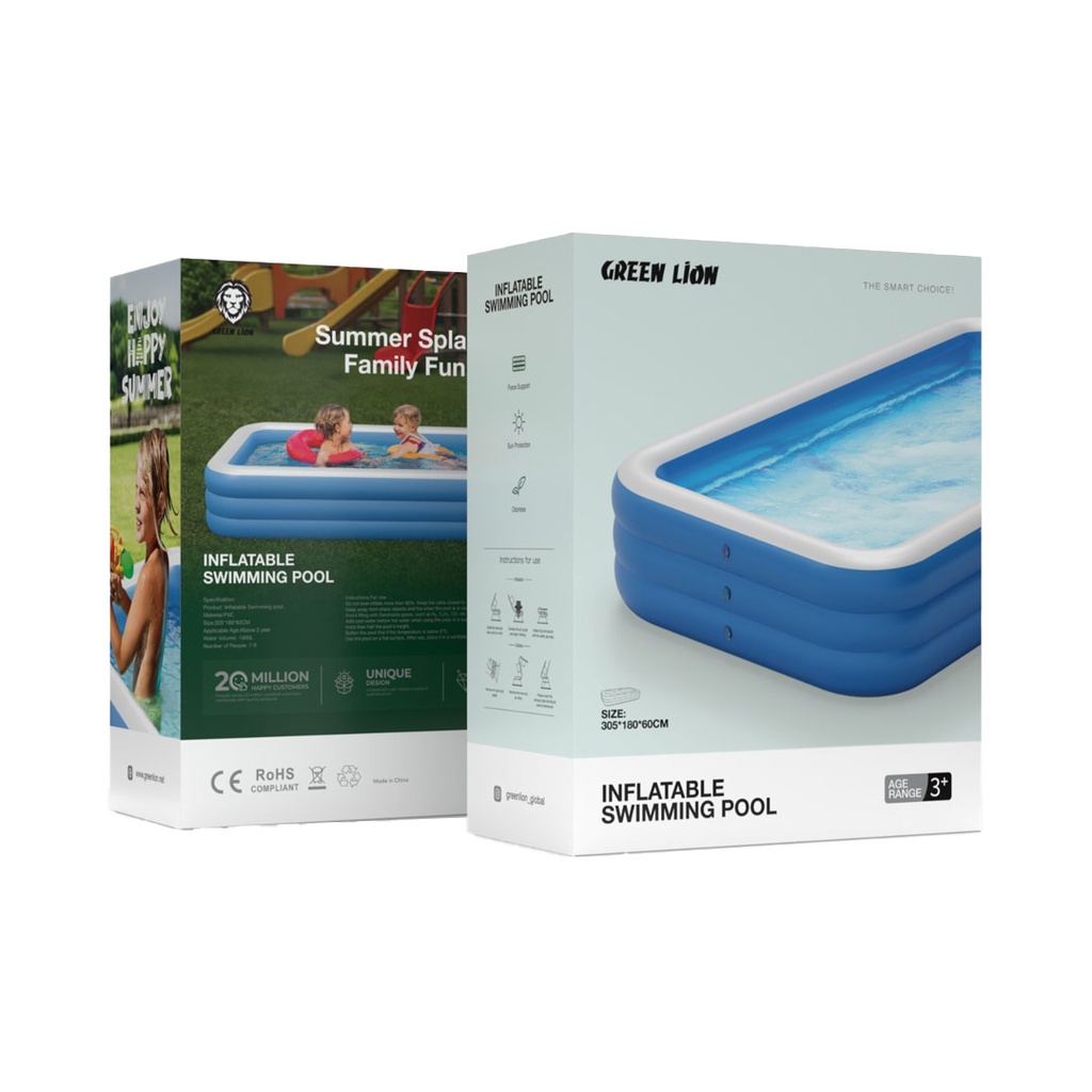 Green Lion Inflatable Swimming Pool Big - Blue {GNINSPOOL3BL}