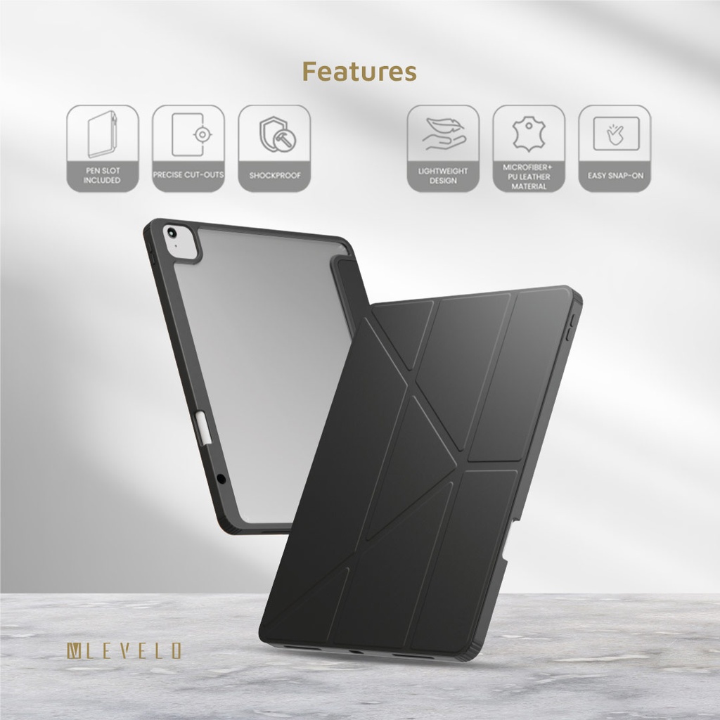 Levelo Conver Clear Back Hybrid iPad Air 11" 2024 Case - Black {LVLCONHA1124BK}