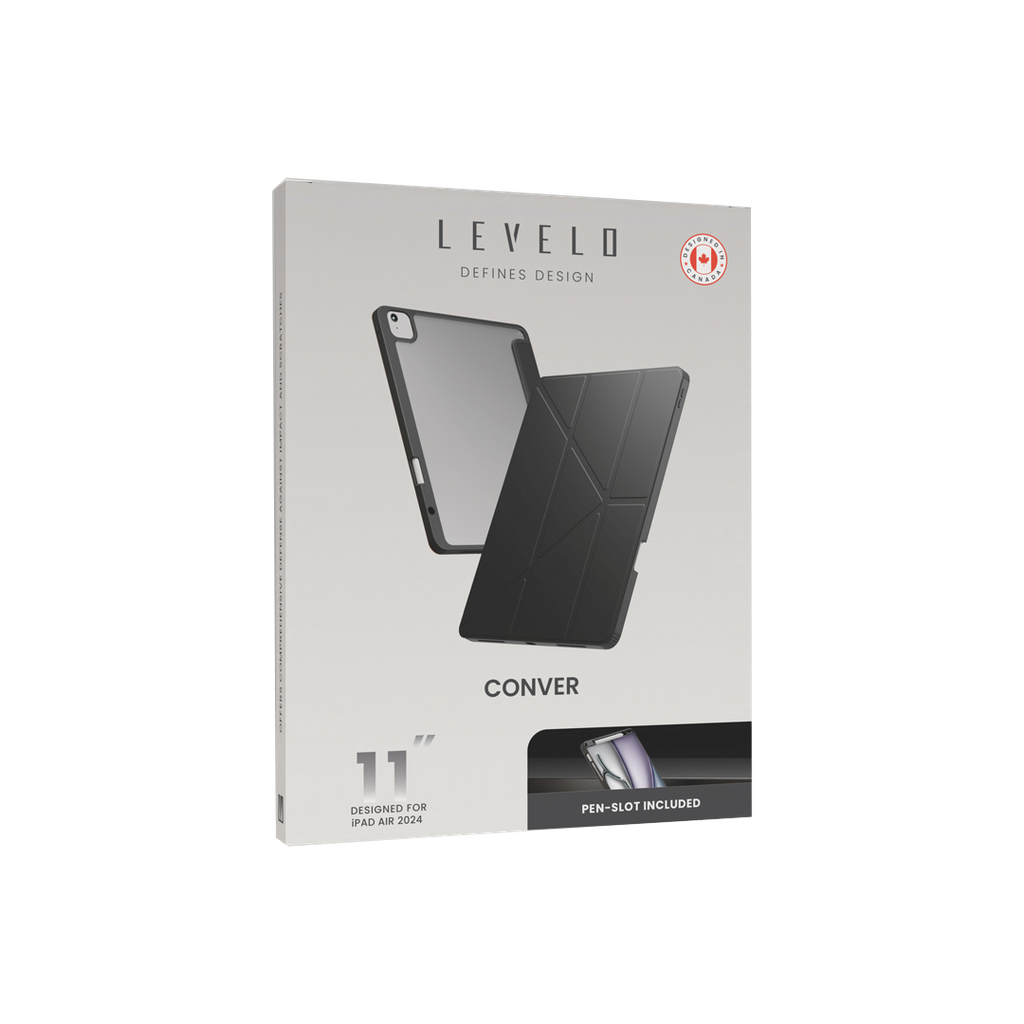 Levelo Conver Clear Back Hybrid iPad Air 11" 2024 Case - Black {LVLCONHA1124BK}