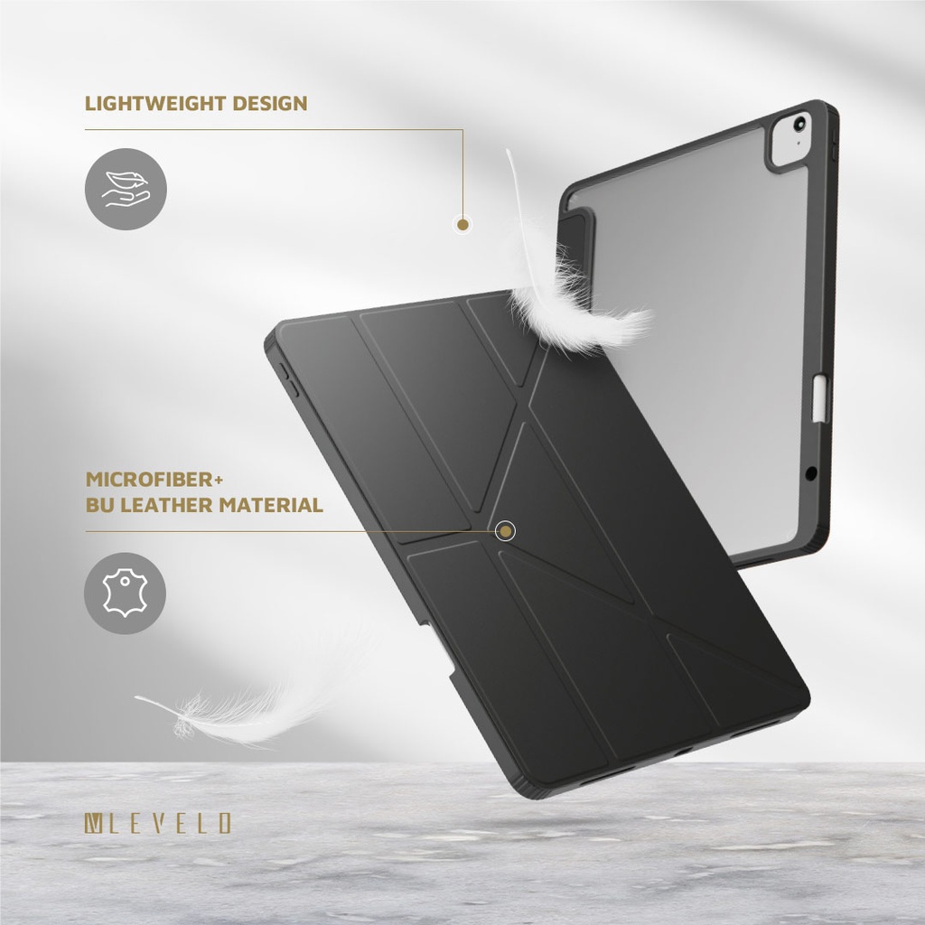 Levelo Conver Clear Back Hybrid iPad Air 13" 2024 Case - Black {LVLCONHA1324BK}