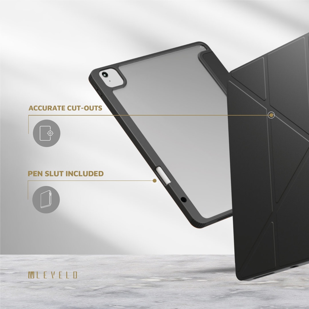 Levelo Conver Clear Back Hybrid iPad Air 13" 2024 Case - Black {LVLCONHA1324BK}