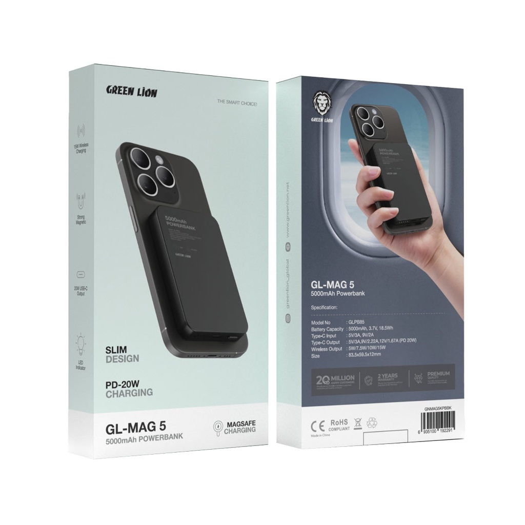Green Lion Delicate MagSafe 5000 mAh Power Bank - Black {GNDEL5KPBBK}