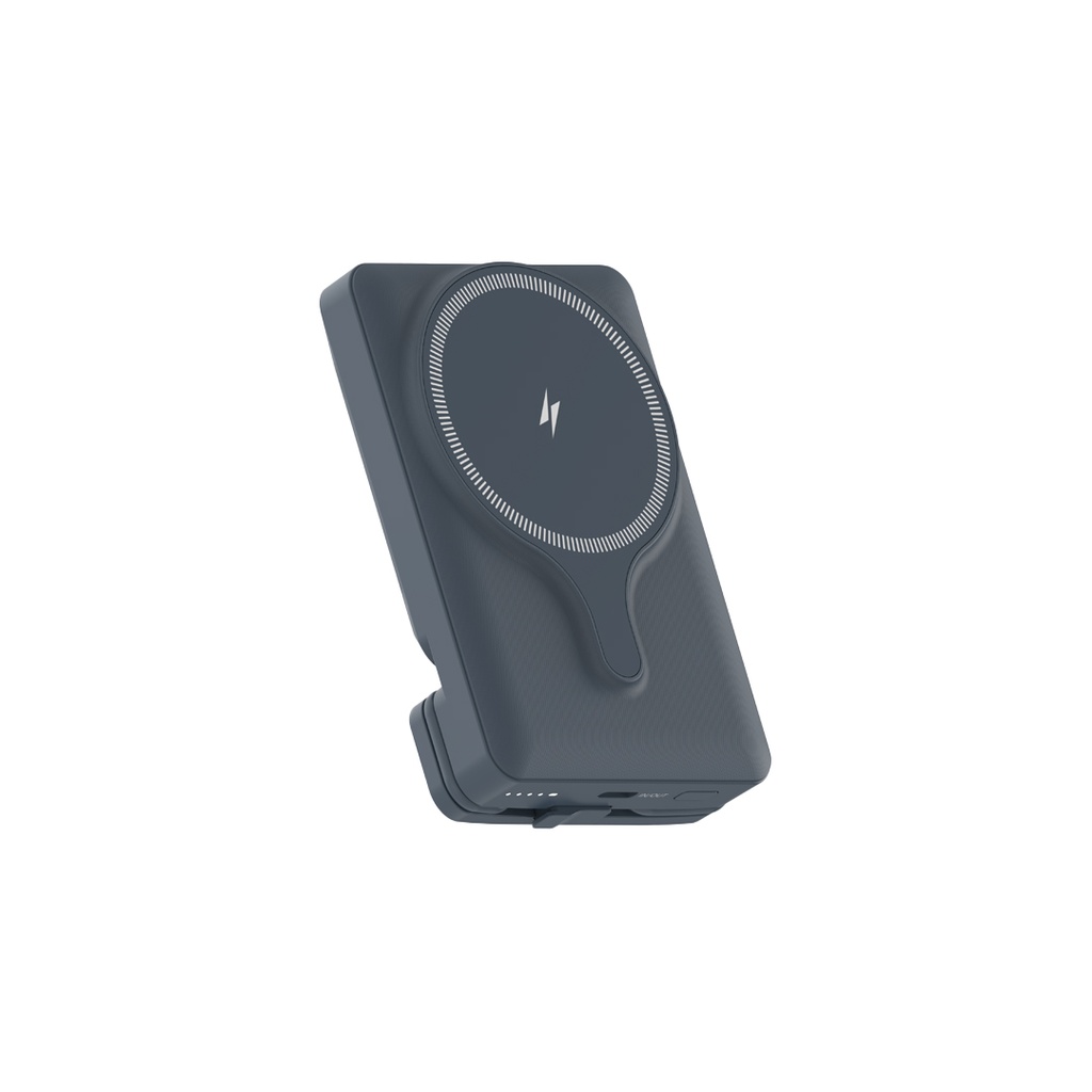 Powerology Car Mount 5000mAh Power Bank With Magnetic Wireless Charger - Grey {PPBCHA32GY}
