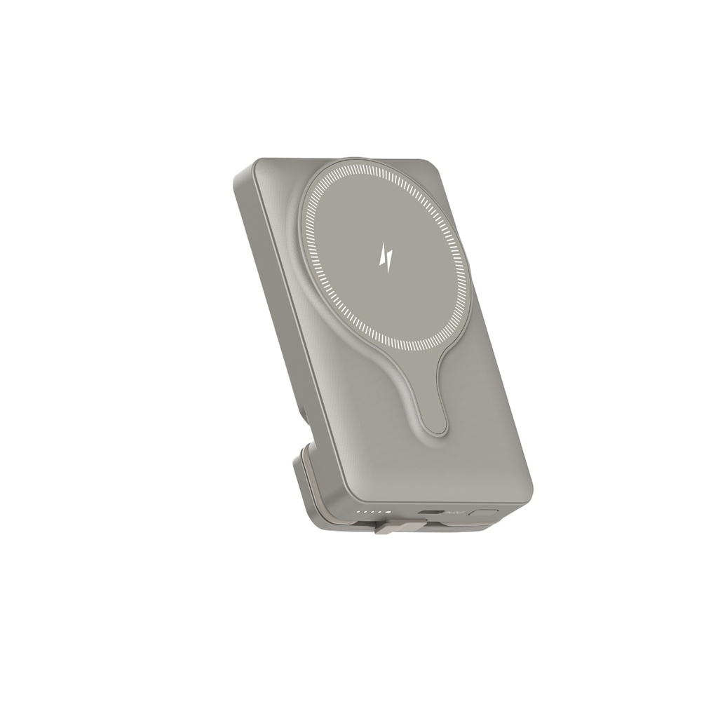 Powerology Car Mount 5000mAh Power Bank With Magnetic Wirelss Charger - Titanium {PPBCHA32TI}