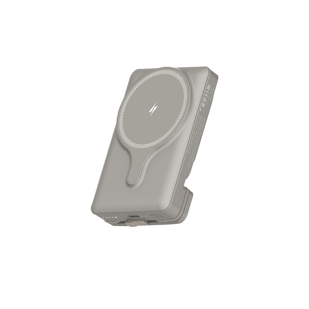 Powerology Car Mount 5000mAh Power Bank With Magnetic Wirelss Charger - Titanium {PPBCHA32TI}
