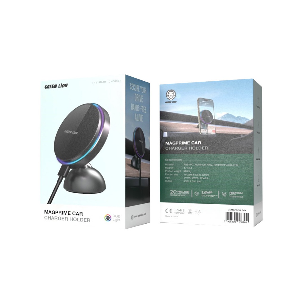 Green Lion MagPrime Car Charger Holder - Black