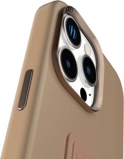 Levelo Morphix Silicone Case With Leather Grip For iPhone 16 Pro Max - Rose Gold