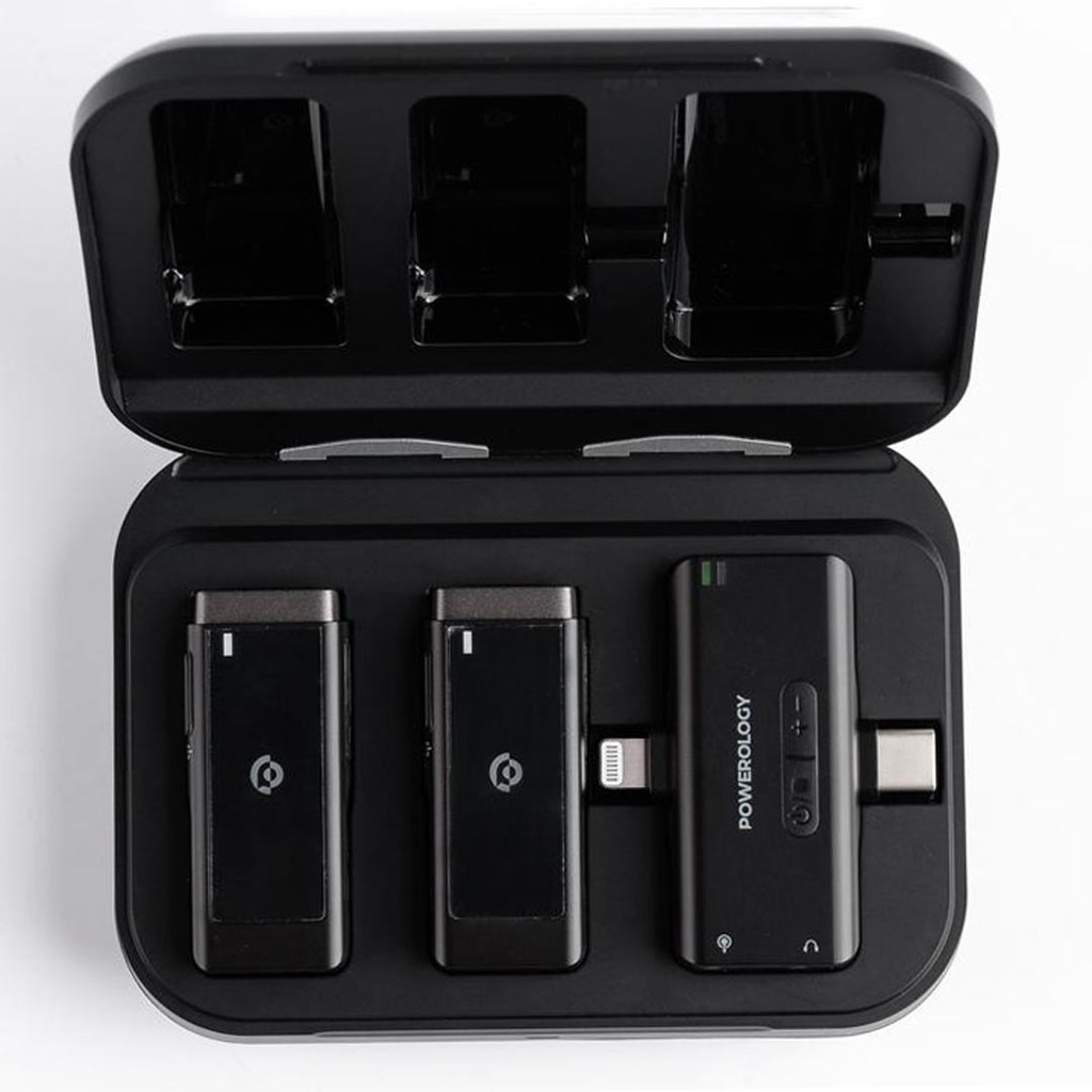Powerology Lavalier with 2 Clip Noise Reduction Mode Microphones - Black
