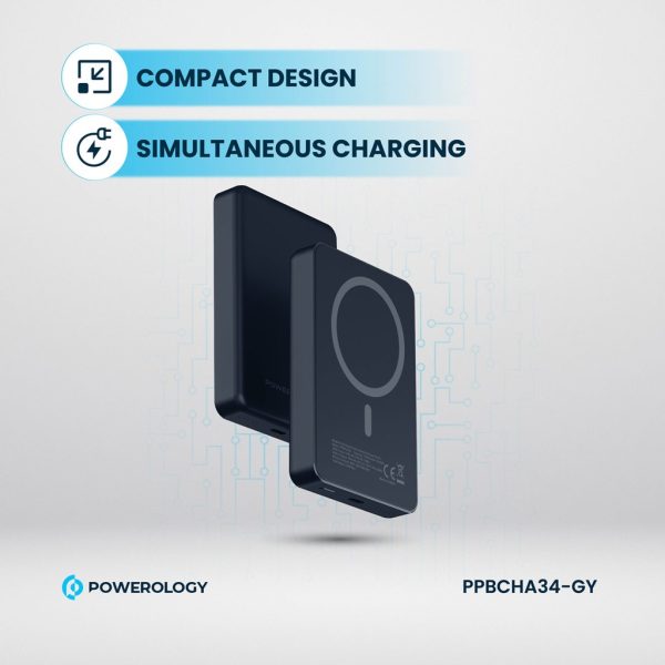 Powerology 10000 mAh 20W PD & 15W Magsafe Powerbank - Dark Grey