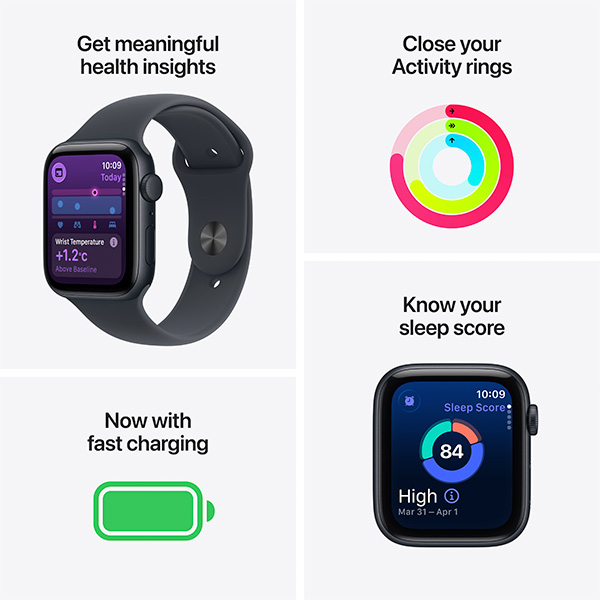Apple Watch SE 3 GPS 44mm Midnight Aluminium Case with Midnight Sport Band