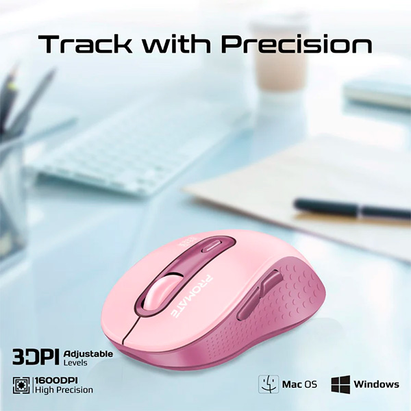 Promate Wireless Mouse KEN.PINK