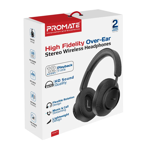 Qulaqlıq Promate Over-Ear Stereo Wireless Headphones TAKT.BLACK