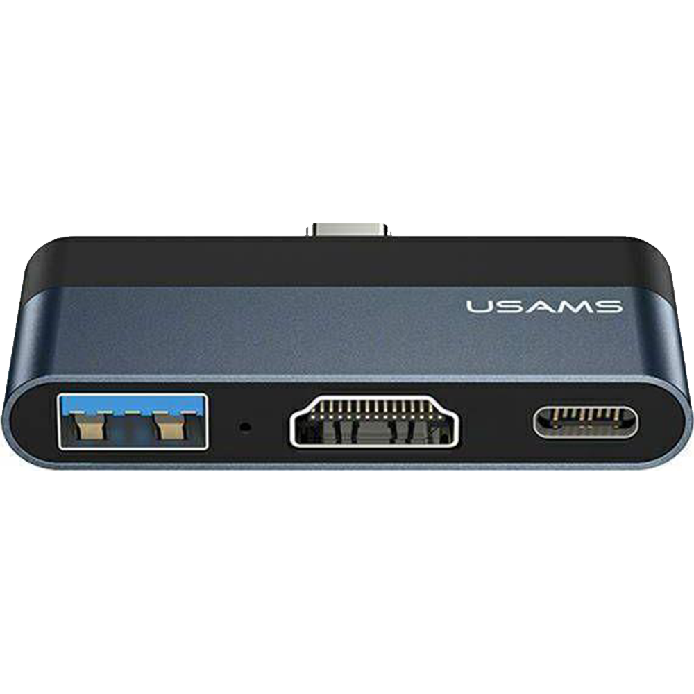 USAMS Adapteris USB Usams US-SJ492 USB-C – HDMI + USB-C + USB Juodas