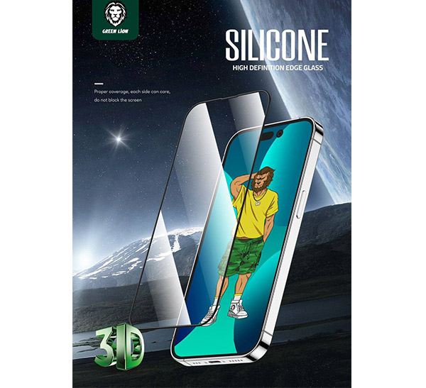 Green 3D Silicone HD Glass Screen Protector for iPhone 14 Pro Max ( 6.7" )