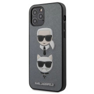 Karl Lagerfeld PU Saffiano Karl and Choupette Case (KLHCP12MSAKICKCSL) iPhone 12/12 Pro (Silver)